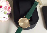Buy Shop Emporio Armani Retro Champagne Beige Dial Green Leather Strap Watch For Women - AR1726 USA Online
