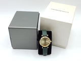 Buy Shop Emporio Armani Retro Champagne Beige Dial Green Leather Strap Watch For Women - AR1726 USA Online