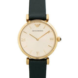 Buy Shop Emporio Armani Retro Champagne Beige Dial Green Leather Strap Watch For Women - AR1726 USA Online