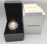 Buy Shop Emporio Armani Retro Chronograph Brown Dial Brown Leather Strap Watch for Men - AR1755 USA Online