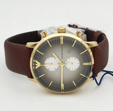 Buy Shop Emporio Armani Retro Chronograph Brown Dial Brown Leather Strap Watch for Men - AR1755 USA Online