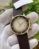 Buy Shop Emporio Armani Retro Chronograph Brown Dial Brown Leather Strap Watch for Men - AR1755 USA Online