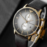Buy Shop Emporio Armani Retro Chronograph Brown Dial Brown Leather Strap Watch for Men - AR1755 USA Online