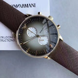 Buy Shop Emporio Armani Retro Chronograph Brown Dial Brown Leather Strap Watch for Men - AR1755 USA Online
