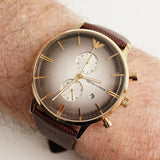 Buy Shop Emporio Armani Retro Chronograph Brown Dial Brown Leather Strap Watch for Men - AR1755 USA Online