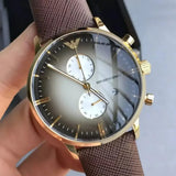 Buy Shop Emporio Armani Retro Chronograph Brown Dial Brown Leather Strap Watch for Men - AR1755 USA Online