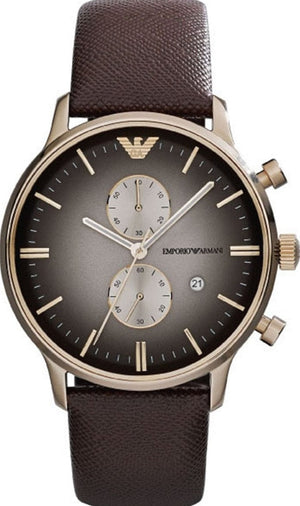 Buy Shop Emporio Armani Retro Chronograph Brown Dial Brown Leather Strap Watch for Men - AR1755 USA Online