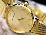 Buy Shop Emporio Armani Retro Gold Dial Gold Mesh Bracelet Watch For Women - AR1957 USA Online