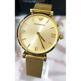 Buy Shop Emporio Armani Retro Gold Dial Gold Mesh Bracelet Watch For Women - AR1957 USA Online