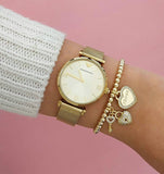 Buy Shop Emporio Armani Retro Gold Dial Gold Mesh Bracelet Watch For Women - AR1957 USA Online