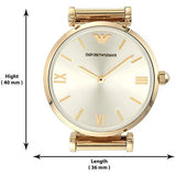 Buy Shop Emporio Armani Retro Gold Dial Gold Mesh Bracelet Watch For Women - AR1957 USA Online