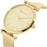 Buy Shop Emporio Armani Retro Gold Dial Gold Mesh Bracelet Watch For Women - AR1957 USA Online