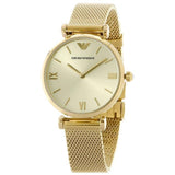 Buy Shop Emporio Armani Retro Gold Dial Gold Mesh Bracelet Watch For Women - AR1957 USA Online