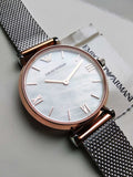 Buy Shop Emporio Armani Retro Mother of Pearl Dial Silver Mesh Bracelet Watch For Women - AR2067 USA Online