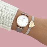 Buy Shop Emporio Armani Retro Mother of Pearl Dial Silver Mesh Bracelet Watch For Women - AR2067 USA Online
