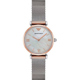 Buy Shop Emporio Armani Retro Mother of Pearl Dial Silver Mesh Bracelet Watch For Women - AR2067 USA Online