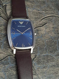 Buy Shop Emporio Armani Retro Quartz Blue Dial Black Leather Strap Watch For Men - AR2491 USA Online