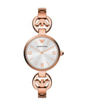 Buy Shop Emporio Armani Retro Quartz Silver Dial Rose Gold Steel Strap Watch For Women - AR1776 USA Online