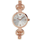 Buy Shop Emporio Armani Retro Quartz Silver Dial Rose Gold Steel Strap Watch For Women - AR1776 USA Online