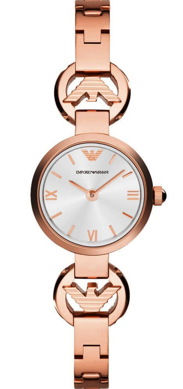 Buy Shop Emporio Armani Retro Quartz Silver Dial Rose Gold Steel Strap Watch For Women - AR1776 USA Online