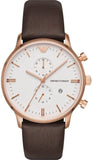 Buy Shop Emporio Armani Retro Quartz White Dial Brown Leather Strap Watch For Men - AR1936 USA Online