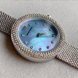 Buy Shop Emporio Armani Rosa Diamonds Mother of Pearl Blue Dial Silver Mesh Bracelet Watch For Women - AR11380 USA Online