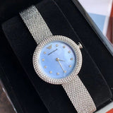 Buy Shop Emporio Armani Rosa Diamonds Mother of Pearl Blue Dial Silver Mesh Bracelet Watch For Women - AR11380 USA Online