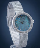 Buy Shop Emporio Armani Rosa Diamonds Mother of Pearl Blue Dial Silver Mesh Bracelet Watch For Women - AR11380 USA Online
