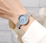 Buy Shop Emporio Armani Rosa Diamonds Mother of Pearl Blue Dial Silver Mesh Bracelet Watch For Women - AR11380 USA Online