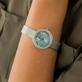 Buy Shop Emporio Armani Rosa Diamonds Mother of Pearl Blue Dial Silver Mesh Bracelet Watch For Women - AR11380 USA Online