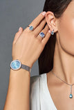 Buy Shop Emporio Armani Rosa Diamonds Mother of Pearl Blue Dial Silver Mesh Bracelet Watch For Women - AR11380 USA Online