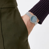 Buy Shop Emporio Armani Rosa Diamonds Mother of Pearl Blue Dial Silver Mesh Bracelet Watch For Women - AR11380 USA Online