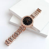 Buy Shop Emporio Armani Rosa Quartz Mother of Pearl Black Dial Rose Gold Steel Strap Watch For Women - AR11372 USA Online