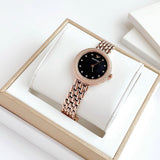 Buy Shop Emporio Armani Rosa Quartz Mother of Pearl Black Dial Rose Gold Steel Strap Watch For Women - AR11372 USA Online