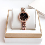 Buy Shop Emporio Armani Rosa Quartz Mother of Pearl Black Dial Rose Gold Steel Strap Watch For Women - AR11372 USA Online
