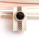 Buy Shop Emporio Armani Rosa Quartz Mother of Pearl Black Dial Rose Gold Steel Strap Watch For Women - AR11372 USA Online