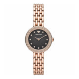 Buy Shop Emporio Armani Rosa Quartz Mother of Pearl Black Dial Rose Gold Steel Strap Watch For Women - AR11372 USA Online