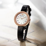 Buy Shop Emporio Armani Rosa Quartz Mother Of Pearl White Dial Black Leather Strap Watch For Women - AR11356 USA Online