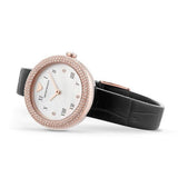 Buy Shop Emporio Armani Rosa Quartz Mother Of Pearl White Dial Black Leather Strap Watch For Women - AR11356 USA Online