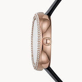 Buy Shop Emporio Armani Rosa Quartz Mother Of Pearl White Dial Black Leather Strap Watch For Women - AR11356 USA Online