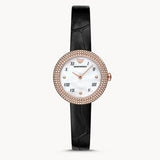 Buy Shop Emporio Armani Rosa Quartz Mother Of Pearl White Dial Black Leather Strap Watch For Women - AR11356 USA Online