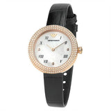 Buy Shop Emporio Armani Rosa Quartz Mother Of Pearl White Dial Black Leather Strap Watch For Women - AR11356 USA Online
