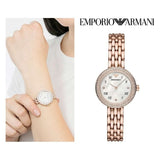 Buy Shop Emporio Armani Rosa Quartz Mother of Pearl White Dial Rose Gold Steel Strap Watch For Women - AR11355 USA Online