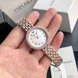 Buy Shop Emporio Armani Rosa Quartz Mother of Pearl White Dial Rose Gold Steel Strap Watch For Women - AR11355 USA Online