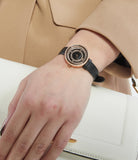 Buy Shop Emporio Armani Rosa Two Hand Black Dial Black Leather Strap Watch For Women - AR11493 USA Online