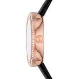 Buy Shop Emporio Armani Rosa Two Hand Black Dial Black Leather Strap Watch For Women - AR11493 USA Online