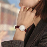 Buy Shop Emporio Armani Rosa Two Hand White Dial Red Leather Strap Watch For Women - AR11357 USA Online