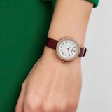 Buy Shop Emporio Armani Rosa Two Hand White Dial Red Leather Strap Watch For Women - AR11357 USA Online