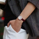 Buy Shop Emporio Armani Rosa Two Hand White Dial Red Leather Strap Watch For Women - AR11357 USA Online