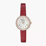 Buy Shop Emporio Armani Rosa Two Hand White Dial Red Leather Strap Watch For Women - AR11357 USA Online